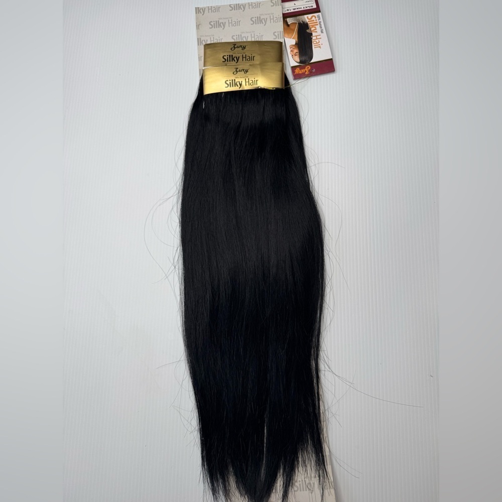 Silky 100% Black Human  Hair Extensions 16 In - Picture 3 of 5